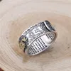 990 joyería de plata esterlina hombres mujeres dragón Mantra escritura apertura damas anillo Buda ajustable Ring234B