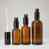 Butelki perfum z sprayu bursztynowego 10 ml 15 ml 20 ml 30 ml 50 ml 100 ml butelki z opryskiwaczem z czarnym rozpylaczem pompowym RJsie