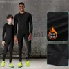 Fatos de treino para homem Roupa interior térmica de lã de inverno Terno Homens Roupa de fitness Camisa comprida Leggings Camada de base quente Fato desportivo Compressão Roupa desportiva J230720