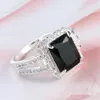 2017 New Big Black Zircon Stone 10kt White Gold Filled Wedding Band Ring for Lady SZ6-10257H