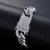 Hochwertige Umwelt-Kupfer-Mikroeinsätze, weißer Diamant, MIAMI CUBAN CHAIN Armbänder für Herren und Damen, HipHop Bling Iced Out Bling Jew272F