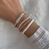 Braccialetti a maglie Bracciale con perline Donna Colori contrastanti Semplici Piccoli regali festivi freschi Impilati Indossando acciaio inossidabile