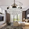 LED 42inch 108cm 4 color changing light K9 Crystal Ceiling Fan Modern Contemporary Living Room Remote Control Led Fan Lights Bedro2108