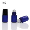 Wholesale 600Pcs/Lot 1ml 2ml 3ml Blue Glass Roll On Bottles HIgh Quality Blue Beads Bottles SS Roller Black Cap for Sample Perfume Eliq Hfgh