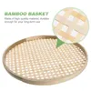 Dinnerware Sets Decorative Bowl Snack Container Fruit Tray Bamboo Weaving Storage Basket Sieve Holder Case Pizza