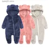 Combinaisons Automne et hiver bébé une pièce barboteuse bébé escalade vêtements épais chaud nouveau-né flanelle survêtement en peluche vêtements T230720