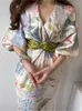 Sukienki swobodne vintage japońska sukienka midi dla kobiet 2023 elegancka elegancka kwiecista bodygon przyjęcie urodzin