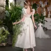 new Boho Wedding Dress 2023 beaded square Neck Short Sleeve elegant Bridal Gown Backless Custom Made Bride Dresses Beach Vestidos De Novia Pearls satin wed dress