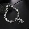 Link Armbanden Factory Direct Mode 925 Stempel Zilver Kleur Armband Voor Vrouw Zirkoon Dragonfly Hanger Ketting Sieraden Bruiloft Dame