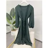 Casual Dresses Birdtree Mulberry Silk Women's Fashion Dress 2023 Summer Heavy Crepe Lantern Sleeve V-Neck Temperament D37583QC