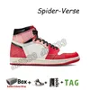 2023 med Box Jumpman 1 Herr Basketballskor Hög OG 1S Spider-Verse Washed Pink True Blue Starfish Bred Patent University Blue Men Women Sneakers Trainers Storlek 36-46