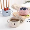 Bowls Cartoon Baby Feeding Bowl Kids Wheat Straw Dishes Children Container Infant Tableware 3 Colors
