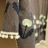 カーテングレーカラーキッチンウールの生地刺繍小さな窓リビングルーム牧歌的なドレープの家の装飾のための短いカーテン