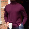 Maglioni da uomo Maglione di lana a collo alto britannico bordeaux Maglione invernale Herren a maniche lunghe lavorato a maglia di alta qualità