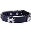 Collar de cuero Pu para perro, collares con tachuelas en forma de hueso para perros pequeños, cachorros, suministros para mascotas, colores rojo, negro, morado, talla S M L179O