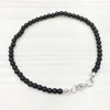 MG0138 Whole Black Onyx Anklet Handamde Natural Stone Mala Beads Anklet 4 mm Mini Gemstone Jewelry307m