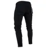 Zemtoo Męskie czarne dżinsy myte spustowe spodnie Dekoracyjne spodnie 282U