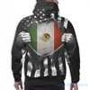 Herrtröjor herrar tröja för kvinnor roliga mexikanska amerikanska flagga usa mexico tryck casual hoodie streatwear