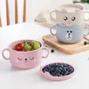 Bowls Cartoon Baby Feeding Bowl Kids Wheat Straw Dishes Children Container Infant Tableware 3 Colors