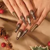 Unghie finte Delicate staccabili Universal Press On Full Cover Nail Christmas Riutilizzabili Faux per le donne