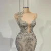 2021 Plus Size Árabe Aso Ebi Luxuoso Sereia Renda Vestidos de Baile Frisado Decote Transparente Noite Festa Formal Vestidos de Segunda Recepção ZJ245v