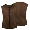 Gilets pour hommes Renaissance Costume Gilet Élégant Gothique À Lacets Vintage Steampunk Gilet Avec Col En V Sans Manches Design