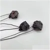 ペンダントネックレスIrregar Natural Garnet Stone Women for Women for Women Fashion Healing Energy Jewelry Drop d Dhelcで編まれた手作りロープ