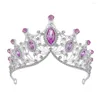 Pinces à cheveux Mariée Violet Couronne Luxueux Strass Métal Bijoux Pour Saint Valentin Noël Cadeau