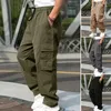 Men's Pants Hip Hop Slacks Versatile Cargo Stylish Elastic Waistband Multi Pockets For Comfortable Trendy