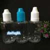 1400 st/Lot fyrkantig flaska 30 ml Pet Transparent flaskor Färgglada barnsäkra lock Tomma plastdropparflaskor för E Liquid Juice KMBLG