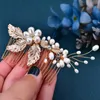 Hair Clips Floral Comb Tiaras Wedding Accessories For Women Rhinestone Leaves Hairpin Forks Charm Bridal Pearl Crowns Head Jewelry