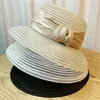 Chapeaux à large bord 1Pc femmes Style français rétro respirant noeud papillon Protection solaire chapeau femme mode couleur unie seau pliable