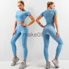 Kvinnors träningsdräkter Kvinnor Vital Seamless Yoga Set Fitness Clothing Sportwear Woman Gym Leggings Push Up Legging Croped Shirts Sports Suits J230720