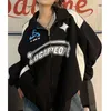 Kvinnors hoodies tröjor vintage kvinnor överdimensionerade tröjor Autumn Letter Print Zipper Jacket Caots Korean Streetwear Trend Y2K Female Hoodies Tops 230720