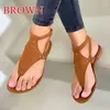 Sandals Black/Brown/Gold Women Summer Outdoor Beach Flip-flop Solid Gladiator Flats Casual Ladies Shoes