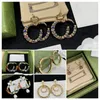 Luxury G Letters hoop earrings Designer Brand Stud Earring Retro Vintage Copper Colorful Crystal Stone Ear Rings Jewelry Women acc246l