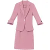 Robes de travail femmes deux pièces ensembles 2023 printemps automne Blazer manteau sans manches robe bureau dame 2 costumes