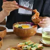 ボウルズ日本スタイル天然木製ラーメンボウルライススープフルーツ麺食器プレート容器用品キッチン用