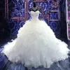 Luxe Perlé Broderie Robes De Mariée Princesse Robe Chérie Corset Organza Ruffles Cathédrale Robe De Bal Robes De Mariée Cheap288r