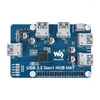 3.2 Gen1 HUB HAT pour Raspberry Pi 4B 3B 2B Zero W WH avec 4X Ports USB PlugPlay sans pilote