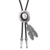 Bolo Ties Mannen Trendy Bolo Tie Retro Shirt Ketting Bolo Kraag Touw Leren Ketting Stropdas Dans Stropdas Ster Wolf Vee Patroon Hanger HKD230719