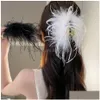 Клипы для волос Barrettes Fashion Black White Ostrich Feather Claws 2023 Осенний Зимний корейский плюшевый пушистый клип.