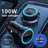 Andra batterier Chargers Mini 100W Car Charger Super Fast Charging PD QC 3.0 USB Car Charger Typ C med LED för iPhone Xiaomi Samsung Laptops -surfplattor X0720