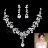 Nouvelles femmes mode bijoux de mariée strass cristal goutte collier boucle d'oreille plaqué ensemble de bijoux oreille pince aiguille boucles d'oreilles de mariage Pend195w