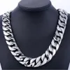 24mm Men Silver Curb Cuban Link Round Necklace Super Heavy Thick Punk Rock Hiphop Women Gold 316L Stainless Steel Bike Biker Chain291n