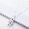 Temperament Rhinestone Personlighet Söt pingvin glänsande litterär versa 925 Sterling Silver Clavicle Chain Female Necklace Chokers266b