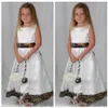 Vestido branco com flores camufladas para meninas para casamento no campo manga curta joia vestido de festa para meninas para ocasiões especiais279k