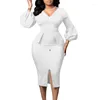 Casual Dresses Women Elegant Bodycon Dress Long Lantern Sleeves High Waist African Office Ladies Classy Gowns Modest 2023 Treding Vestidos