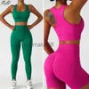 Women's Tracksuits Wrinkle Yoga Sets Women Sportswear Workout Fitness Bra Gym Clothing High Waist Legging Woman Tracksuit Athletic Running Outfits J230720