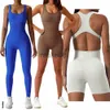 Kadınların Takipleri 2023 Pad Sakinsiz Tek Parça Tulum Yoga Setleri Spor Giyim Kadın Spor Salonu Push Egzersiz Teşhal Fitness Aktif Bodysuit Yoga Takım J230720